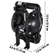 Air-Operated Double Diaphragm Pump 1 inch Inlet Outlet Aluminum 35 GPM Max 120PSI, Nitrile Diaphragm, QBY4-25L-1inch-35