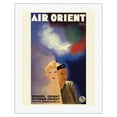 thumbnail image 1 of Air Orient - Service Weekly to Europe - East Asia (Orient) - Far East (Extrême-Orient) - Vintage Airline Travel Poster by Paul Colin c.1933 - Fine Art Rolled Canvas Print 20in x 26in, 1 of 4