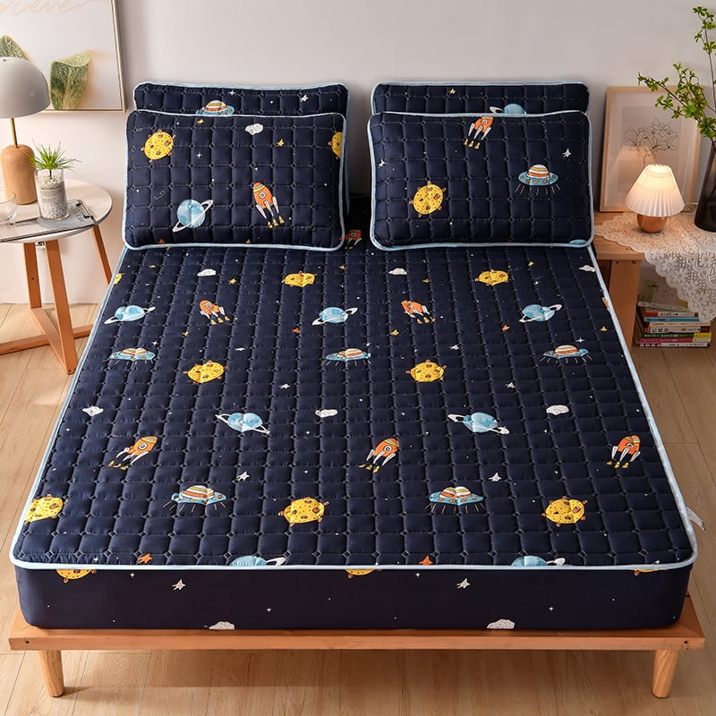 Air Permeable Cover Thick Quilted Mattress Cover Elastic Double Bed