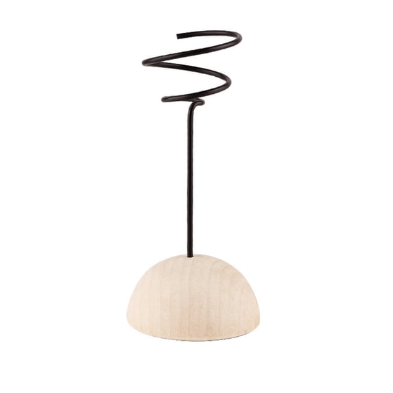Air Plants Holder, Simple Design Wood Base Metal Wire Stand, Tabletop Display for Tillandsia Succulents, Home Office Desk Decor, Small Size, Natural Wood Finish, Modern Simple Design Style
