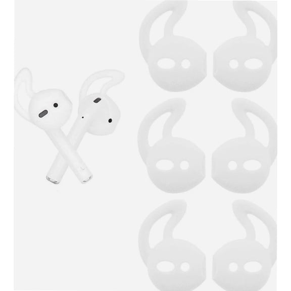 Air Pods Earbud Hooks Ear Hook Cover Ear Tip Ear Gel Anti-Slip Cover Silicone Compatible with Air Pods 2 & Air Pods 1 or Ear Pods, 3 Pairs White, WH3