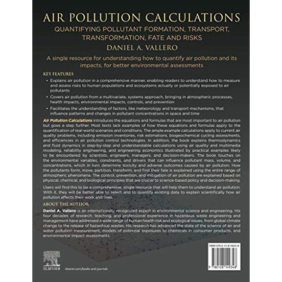 Pre-Owned Air Pollution Calculations: Quantifying Pollutant Formation, Transport, Transformation, Fate and Risks [Paperback] Vallero, Daniel A.