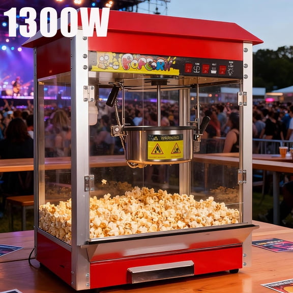 Air Popcorn Popper, Gourmet Popcorn Maker Machine with Nonstick Popcorn Kettle, Measuring Tool and Popcorn Scoop for Popcorn Machine, Red