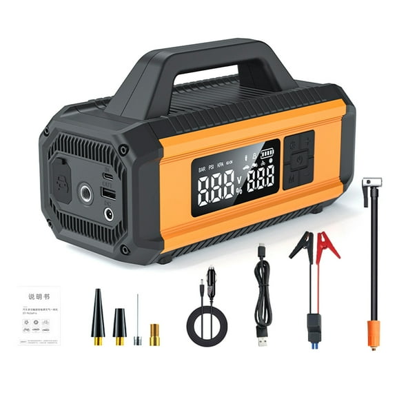 Air Portable Car Starter With Air Compressor 150PSI Portable Air Pump For Car Tires With 10000mAh Battery Tire Inflator With Large Digital Screen LED Light For Car Bike