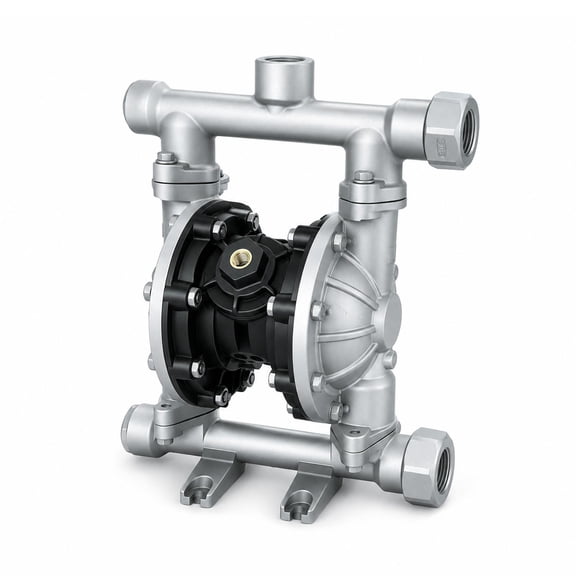 Air Powered Double Diaphragm Pump, Full-Bolt Rugged Construction, 20in Height 15in Length Pneumatic Transfer Pump, 1/4in FNPT Air Inlet Aluminum Alloy Pump for Fishpond Waste Sludge Water Treatment