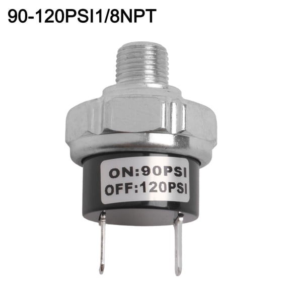 Air Pressure Control Switch Metal NPT 1/8 Male Thread Compressor Valve Automatic Tank Pressure Regulator 90-120 PSI for Air Suspension System(90-120PSI)