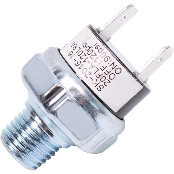 Air Pressure Switch 90-120 PSI Tank Mount Thread 1/4" NPT 12V/24V DC Air Compressor Pressure Switch Air Train Horn Switch 90-120 1/4 inch