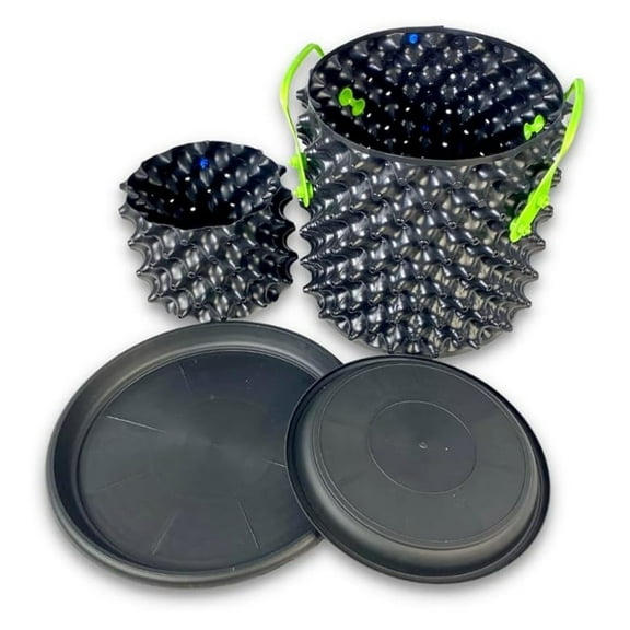 Air Pruning Pots Grow Kit - 1 & 5 Gallon - Plant Root Pruning System - Healthy Root Development - Complete Grow Kit with Handles & Saucers