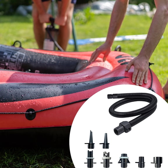 Air Pump Hose Adapter Kit, Inflatable Boat Pump Accessory Set, Universal Spiral Air Hose with Nozzles, for Inflatable Dinghy Airbed Surfboard