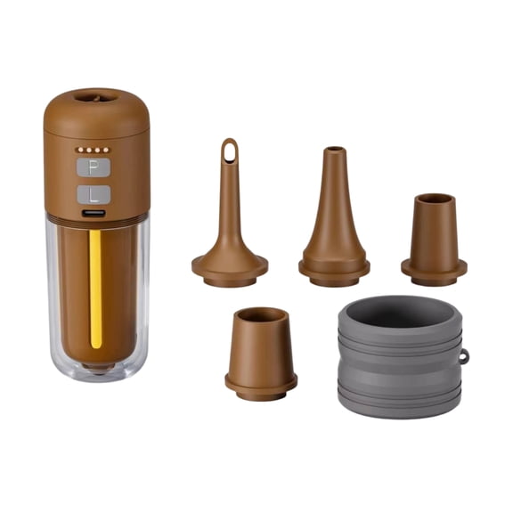 Air Pump for Inflatables Portable Air Pump for Inflatables Ultra-Fast and 430L/min Mini Electric Air Pump with 5 Nozzles forAir Mattress Pool Floats Vacuum Storage Bags,Brown