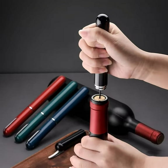 Air Pump Wine Bottle Opener Pen Portable Plastic Cork Remover Wine Pneumatic Bottle Opener Needle Blue+Green