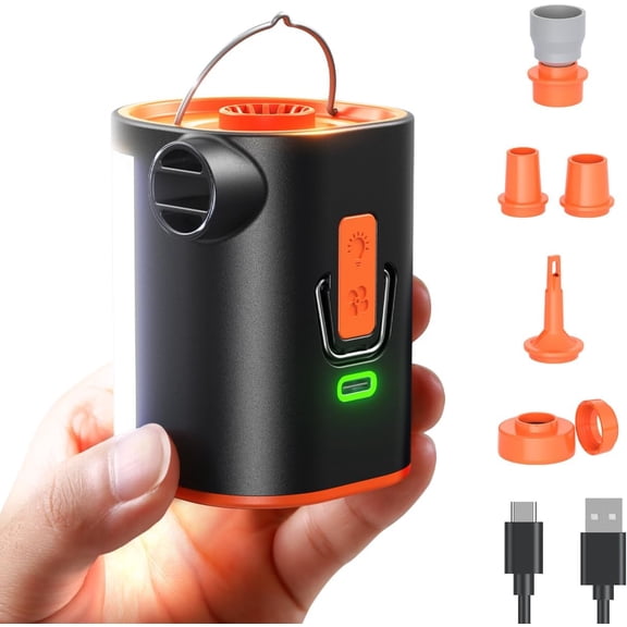 Air Pump for Inflatables, 3600 mAh Battery & Camping Light Portable Pump, 4.8kPa Ultra-Fast and Mini Electric Mattress