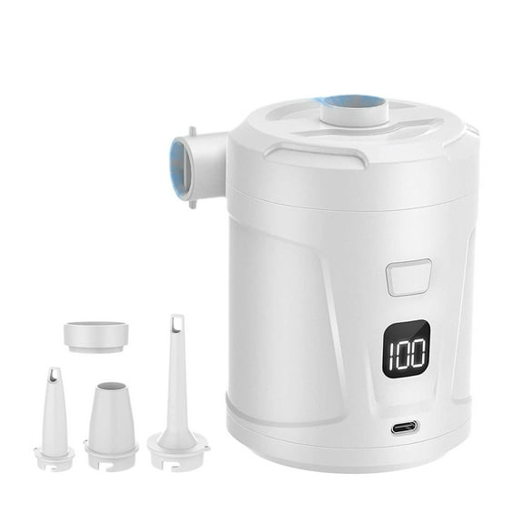 Air Pump for Inflatables, Rechargeable Portable Quick-Fill Inflator, for Outdoor Camping Pool Float Boat Raft Yoga Ball Swim Ring Airbed (White)