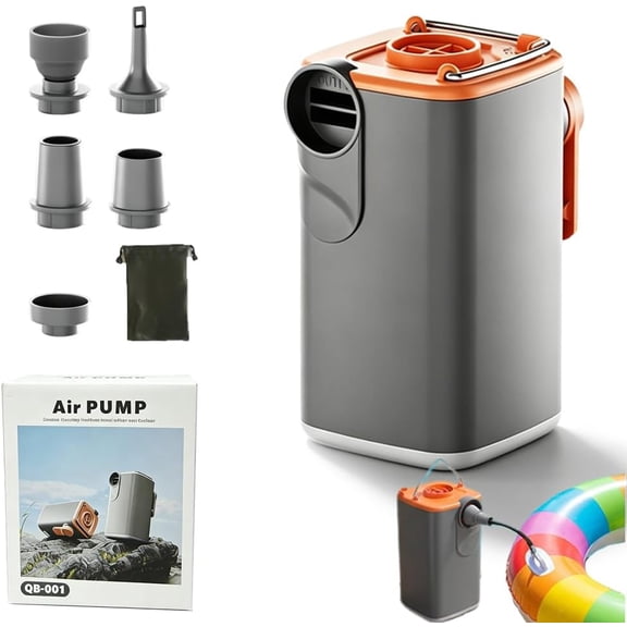 Air Pump for Inflatables with Battery & Camping Light, Portable & Rechargeble Outdoor Equipment, Inflate Deflate Device for Air Mattress, Pool Floats
