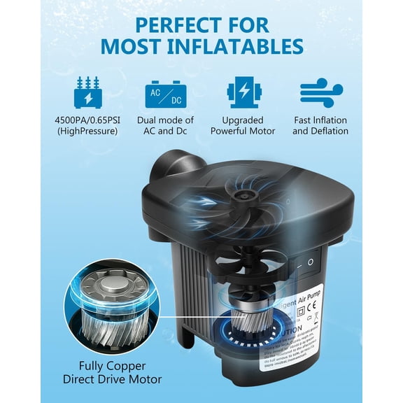 Air Pump for inflatables 110-120V Air Mattress Pump Fast Electric Inflator Deflator Pump with 3 Nozzles for Pool Floats Raft Air Bed$$Bedding