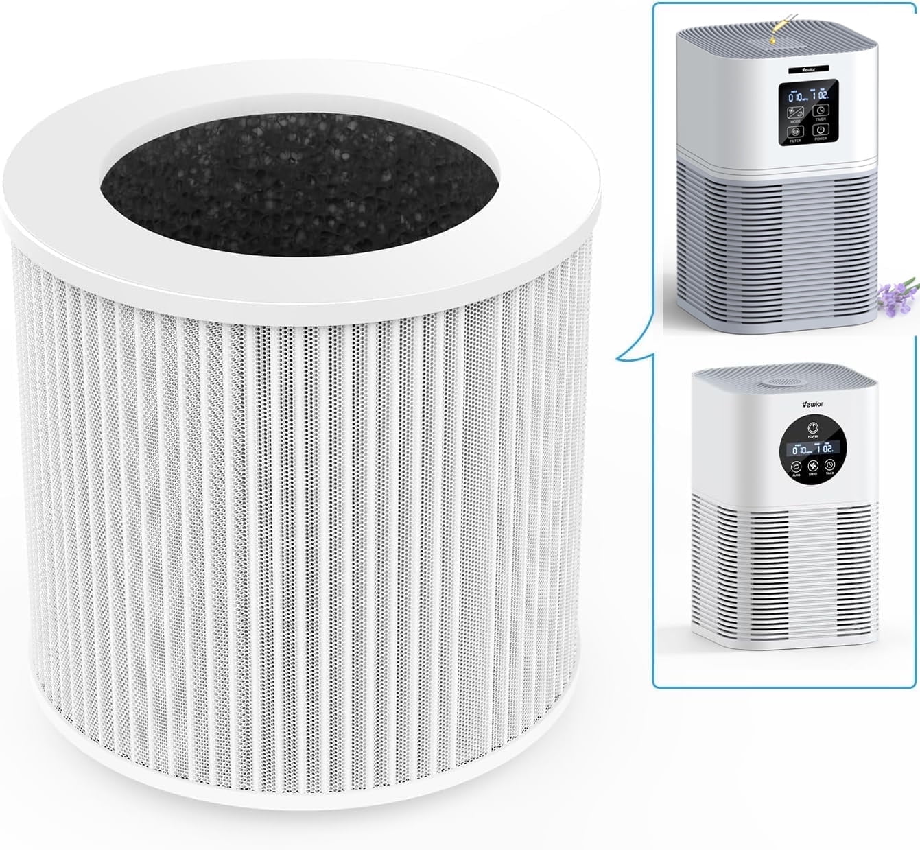 VEWIOR Official A1 A1W Air Purifier Replacement Filter H13 True HEPA Air Filter, Compatible with VEWIOR HQSC-50 HQKJ-80 A1 A1W Air Purifiers