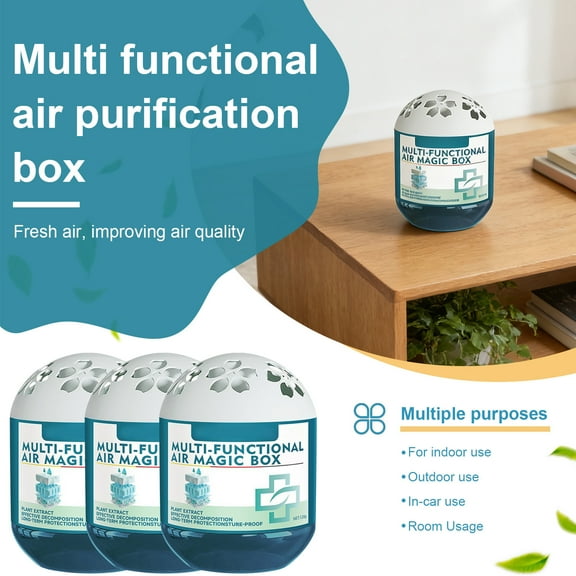 Air Purifier Box, Multi-Functional Air Magic Box for Home Office Car - Eliminates Odors, Smoke, Dust, Pet & Cooking Smells, Long-Lasting Air Freshener & Cleaner (3 Pcs, 4.23 oz)