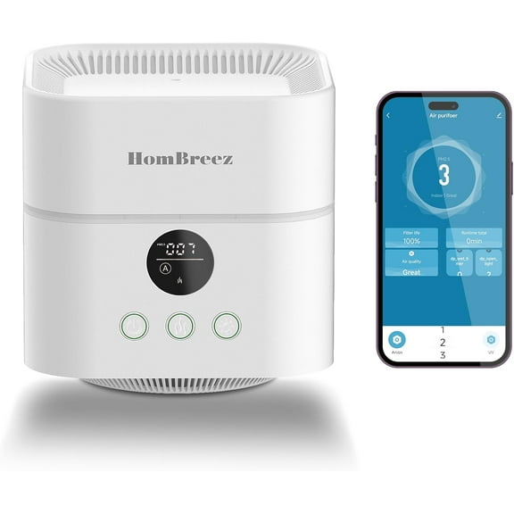 Air Purifier and Combo for Bedroom, Covers Up to 200ft, H13 True HEPA Filter, 400ML Water Tank, Quiet l Mist Top Fill Essential Oil Diffuser for Baby, Pet Room, APP Control