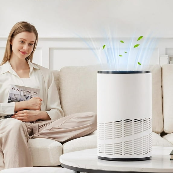 Air Purifier for Home Bedroom, 3-in-1 HEPA Filter Cleaner with Covers Up to 1200 ft², Filters Smoke, Allergies, Pet Dander, Odor, Dust, Office, Desktop, Portable