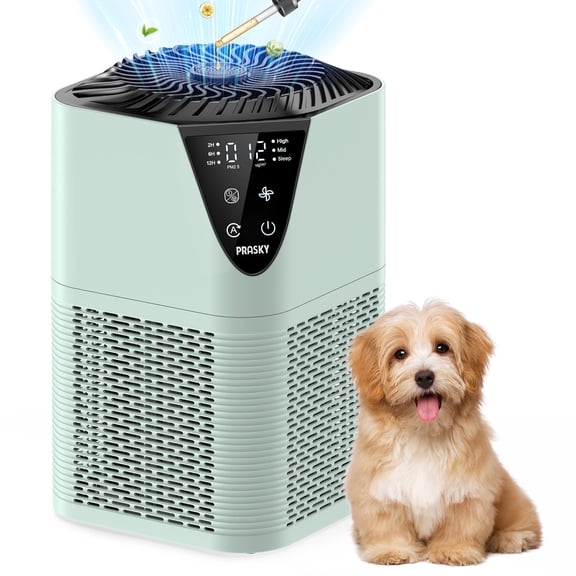 PRASKY Air Purifier for Home up to 1076 Sq ft, Remove Smoke Dust Allergies (Green)