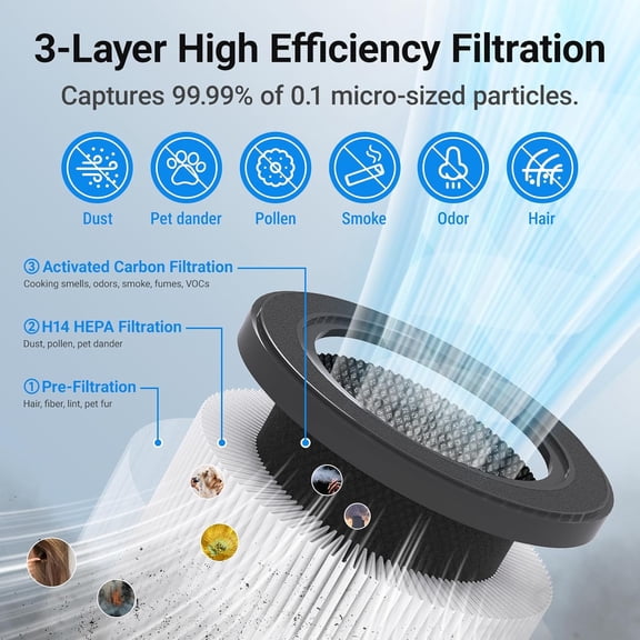 Air Purifier for Large Rooms up to 1650ft² with H14 True HEPA Filter, PM2.5 Sensor, Sleep Mode & Aroma Function, Black