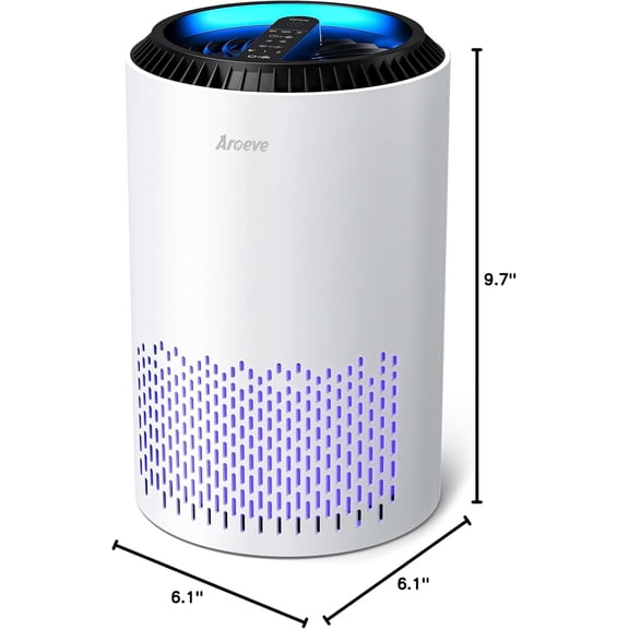 Air Purifiers for Bedroom Home, 3 Layer Filter for Smoke Pollen Allergies Pet Dander Odor, Sleep Mode for Better Sleep, Energy Saving, 3 Speeds, Timer for Office, Dorm, Kitchen, MK01, White