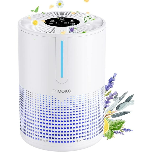 Air Purifiers for Bedroom Home, MOOKA HEPA H13 Filter Air Purifier with USB Cable for Smokers