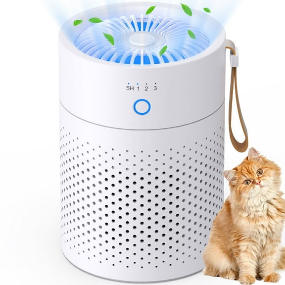 Air Purifiers, Home Air Purifier for Large Room Bedroom Up to 300ft², H13 True HEPA Air Filter for Wildfire Smoke Pets Pollen Odor, Air Cleaner with Sleep Mode Speed Control, 4 Timer, White