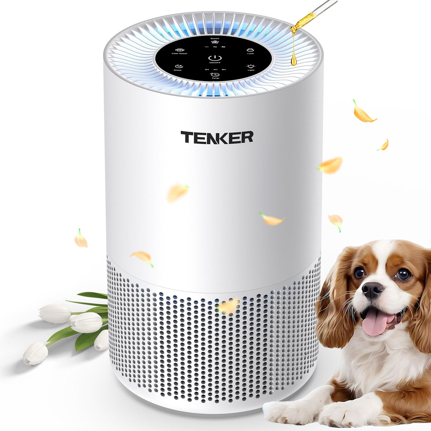 HEPA Air Purifier for Home up to 1200 Sq.ft, Air Purifiers for Allergies and Asthma, Bedroom, Pet Dander & Odor, Dust, Pollen, Wildfire/Smoke, White