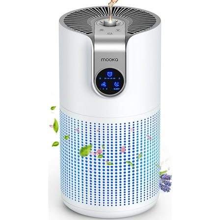 Air Purifiers for Home Large Room Up to 1500ft² with Aromatherapy, MOOKA HEPA Air Purifier for Bedroom Pets Kitchen, Air Filter Cleaner for Smoke Pollen Dust Dander Odor, 15dB, M03, White