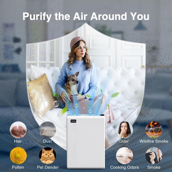 Air Purifiers for Home Large Room up to 2000ft², H13 HEPA Air Filter for Pets Hair Dander Smoke Pollen Dust, Non-Ozone, Portable Air Purifiers for Bedroom Office Living Room, E-300L, White