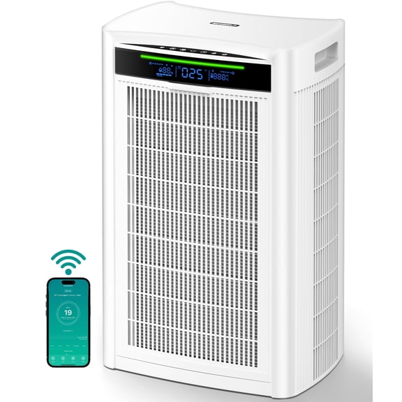 Air Purifiers for Home Large Room Up to 4600 Ft,with App Smart Control,Dual-Sided Powerful Filtration,AQI Display,Real-Time Temp&Humidity Monitor,HAP608