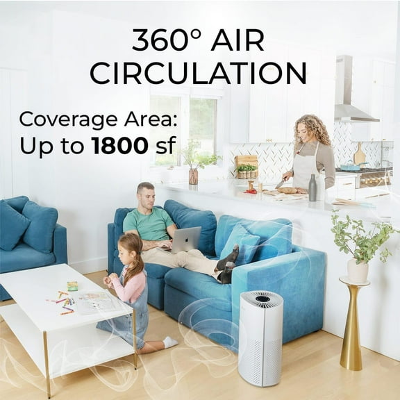 Smart WiFi & Voice Control HEPA Air Purifier for Home Large Room Pets Up to 1800 Ft² - Quiet, Safe, and Effective Air Purification for Bedroom, Smoke, Dust, Pet Dander, Pollen