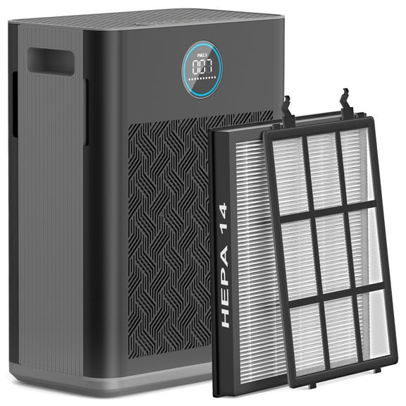 2025 Upgraded Air Purifier for Home Large Room 2800Ft² with Washable Pre-filter, H14 True Hepa Air Purifiers for Bedroom, for Pets Hair Pollen Odor Dander Dust Wildfire, Grey