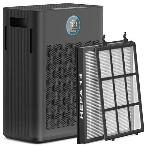 2026 Upgraded Air Purifier for Home Large Room 2300Ft² with Washable Pre-filter, H14 True Hepa Air Purifiers for Bedroom, for Pets Hair Pollen Odor Dander Dust Wildfire, Black