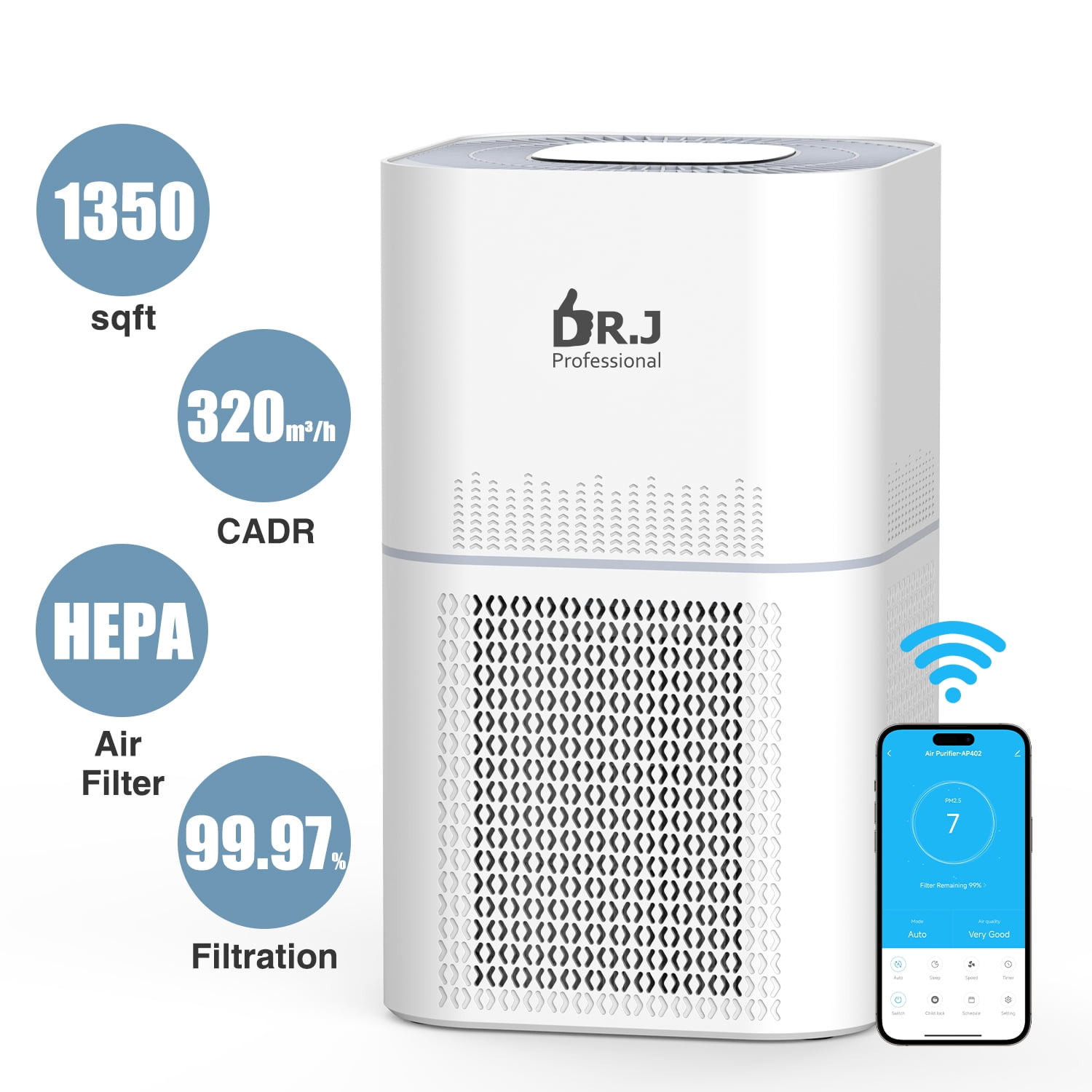 Air Purifiers for Home Large Room 1350sqft Smart WiFi HEPA Air
