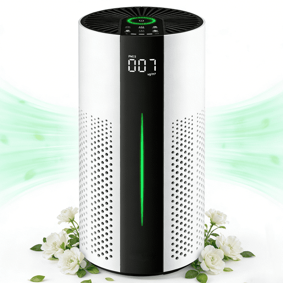 Air Purifiers for Home Large Room Cover 1800 sq ft with Air Quality Monitor 20dB Sleep Mode,Air Cleaner for Pet Dander, Odor, Dust, Smoke, White
