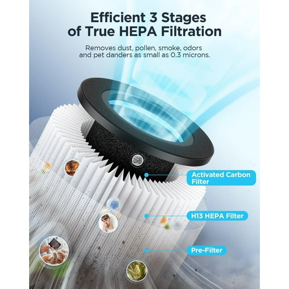 Air Purifiers for Home Large Room up to 1076 ft², H13 True HEPA Air Filter Cleaner, Odor Eliminator, Remove Smoke Dust Pollen Pet Dander, Night Light