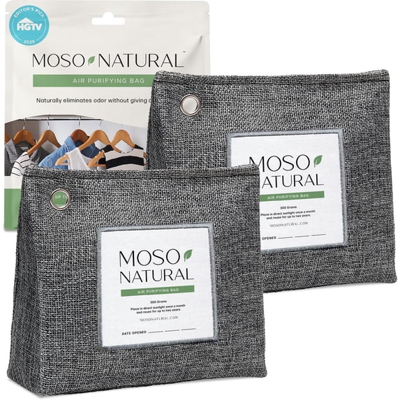 Air Purifying Bag 300g (10.58oz) Premium Bamboo Charcoal Odor Absorber for Home & Pet, Closet Odor Eliminator & Small Room Deodorizer, Unscented Charcoal Bags Last 2 Years (2 Pack)