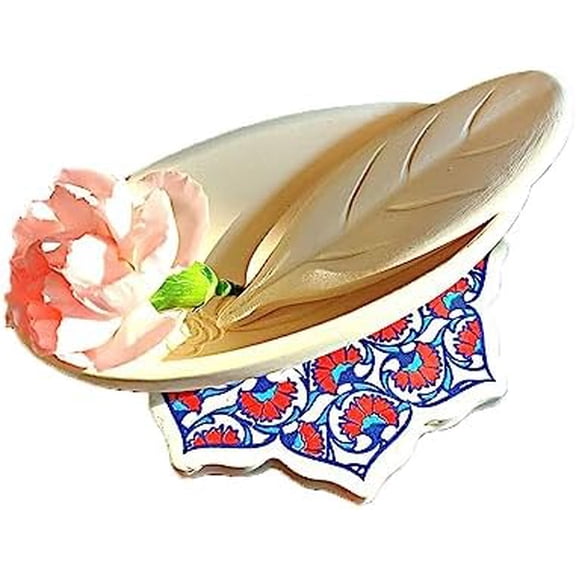 Air Purifying Healing Ceramic-K-Flower Orchid Pattern Humidifier (+ Leaf Diffuser Stick 1pcs) | Relaxation and Tranquility | Fine Pores Material | Diffuser Function$$Home Decor, Kitchen, & Other