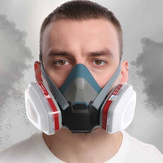 Air Purifying Mask, Czzoypi Activated Carbon Replacement Cartridge Head Mask, Adjustable Straps Breathable Design for Construction Industrial Use, Blue