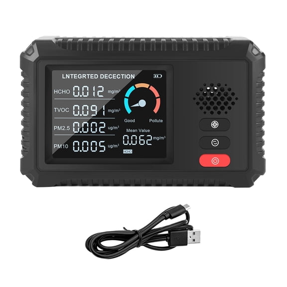 Air Quality Monitor Formaldehyde Detector Pollution Meter HCHO TVOC PM2.5/PM10 Tester Air Detector Accurate