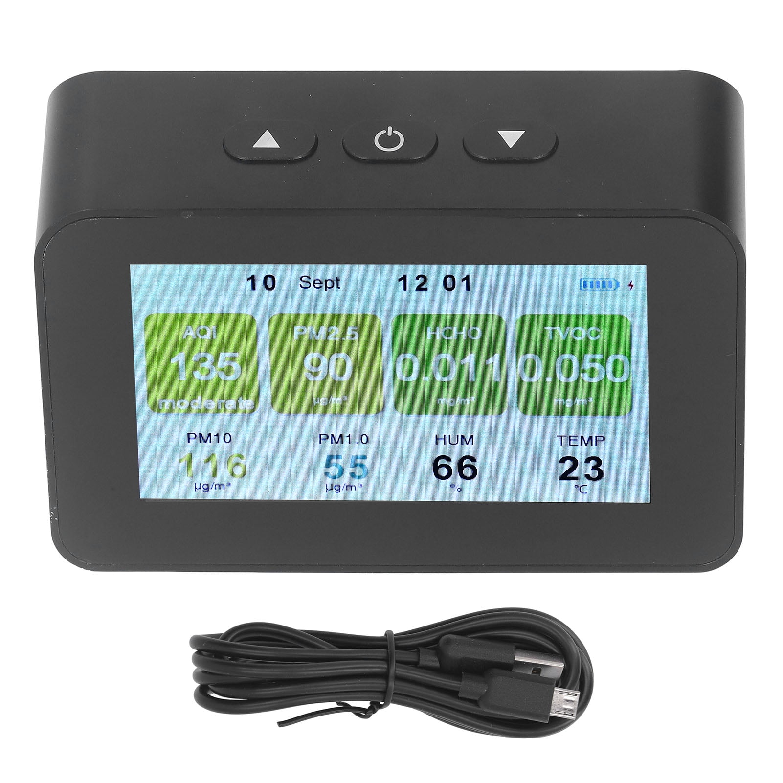 Air quality monitor indoor pm2 5 pm1 0 pm10 detector temperature