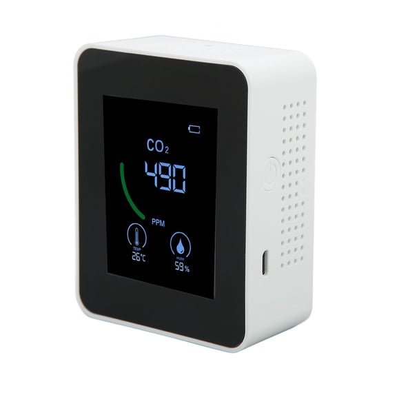 Air Quality Monitor USB Charging Anti Interference Semiconductor TVOC Sensor Ventilation Hole Carbon Dioxide Detector Large Screen With Data Line For Home