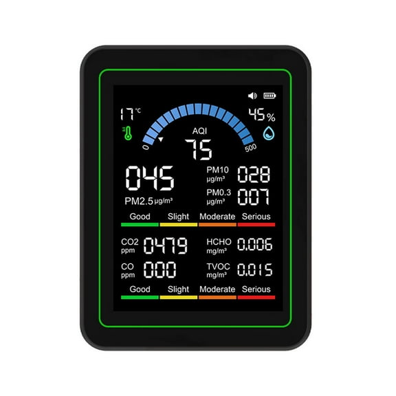 Air Quality Monitors CO2 Meter Carbon Dioxide Detectors CO2 TVOC HCHO PM2.5 PM 1.0 PM10 Temperature Humidity