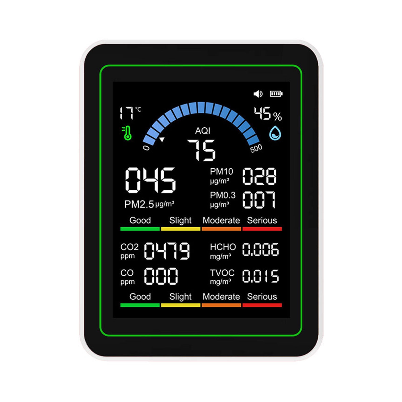 Air Quality Monitors, Detects PM2.5, CO2, PM10,PM 1.0, Formaldehyde,TVOC,Temperature and Humidity Air Quality