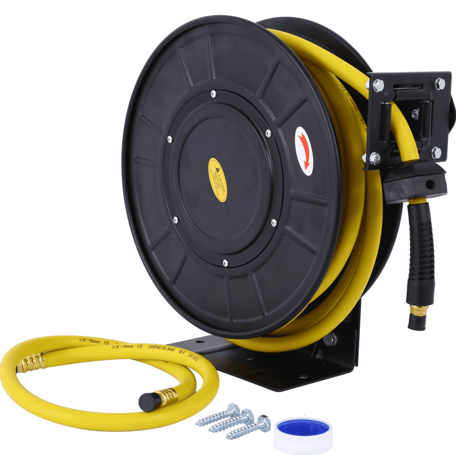 Air Reel 3/8"x50' Hybrid Polymer Hose 300 PSI Steel Frame