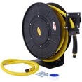 thumbnail image 1 of Air Reel Retractable 3/8 Inch x 50Ft Premium Commercial Flex Hybrid Polymer Hose Max 300 PSI Heavy Duty Steel Frame,Black+Yellow+screw,13.80"Lx5.00"Wx15.00"H, 1 of 7
