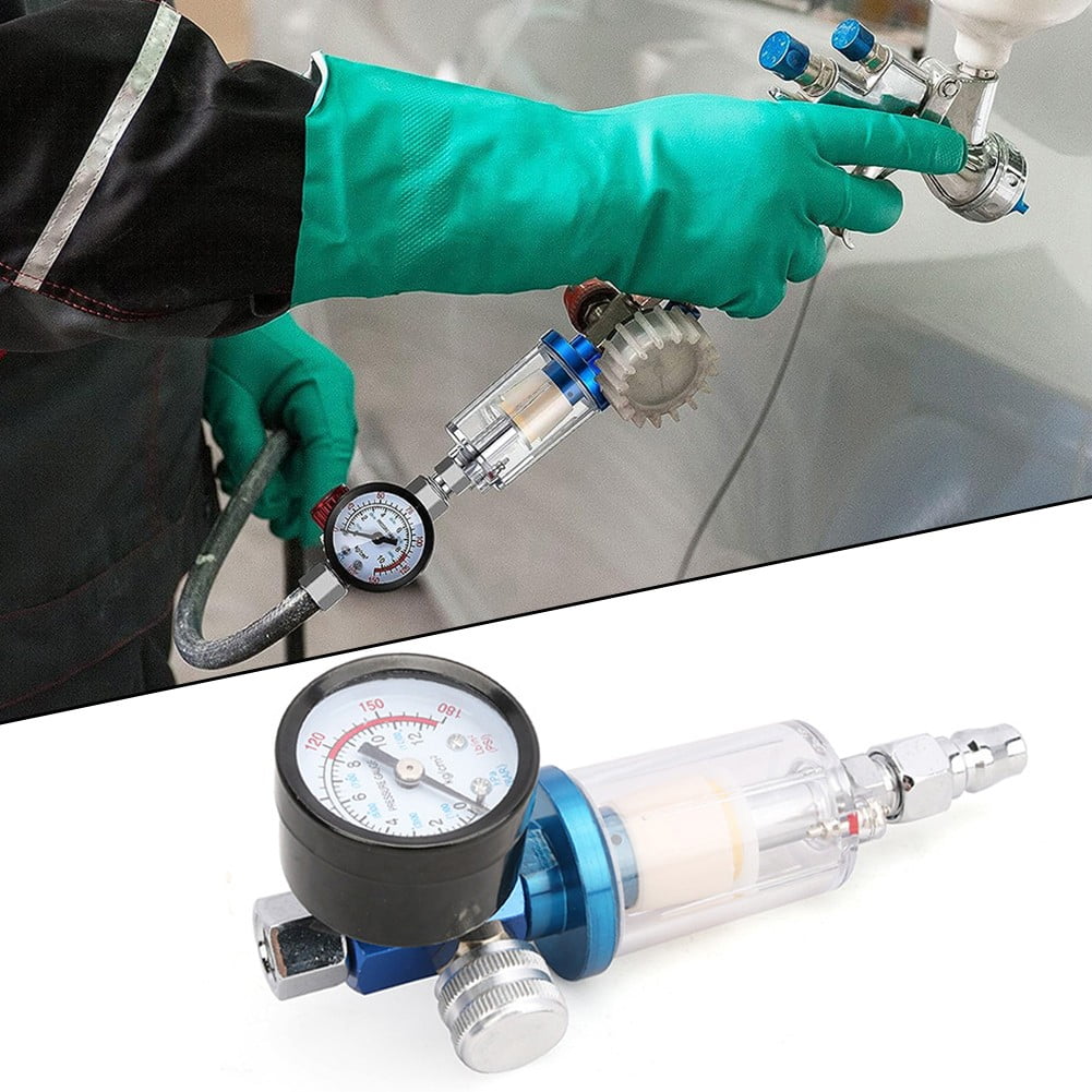 Spray Gun Regulator Gauge & Air Filter Oil Water Separator Tool Purple