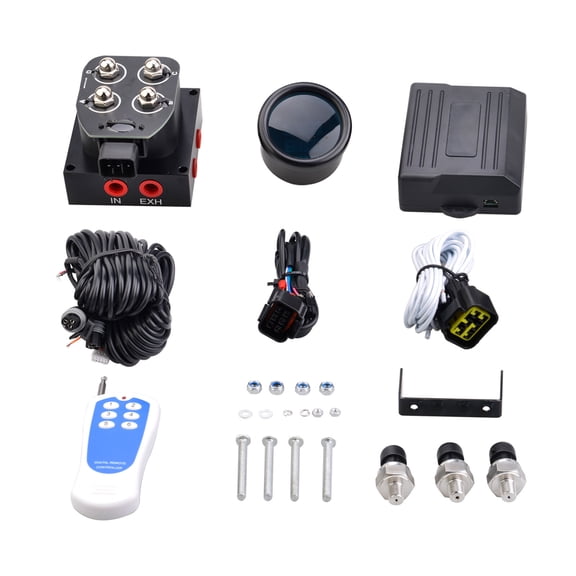 Air Ride Suspension Manifold Solenoid Valve Controller Kit With Pressure Gauge